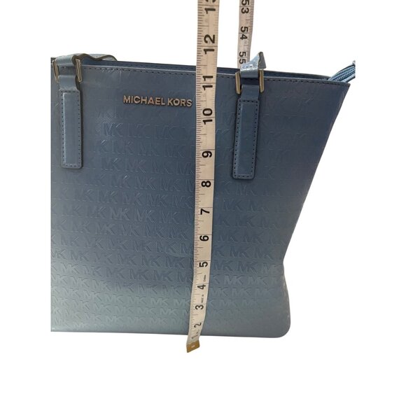 Michael Kors Blue Monogram Logo Tote Bag With Shoulder Straps - Picture 15 of 16